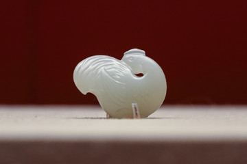 清代青玉雞形墜 清代玉墜 玉器