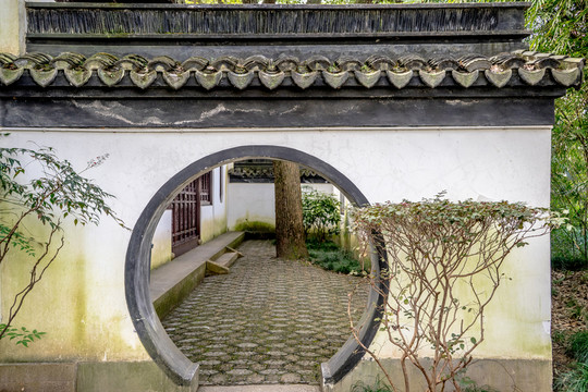 瓦當(dāng) 圍墻 月亮門 青瓦圍墻