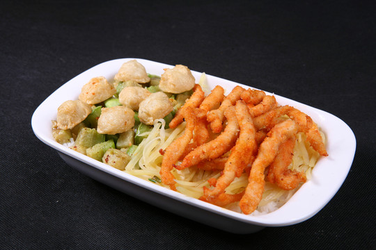 雞柳魚丸飯