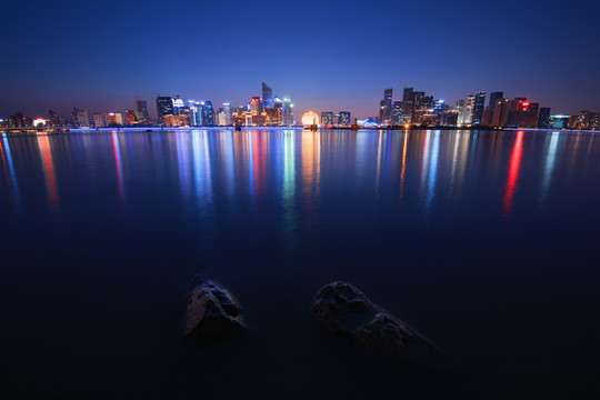 杭州錢江新城夜景全景