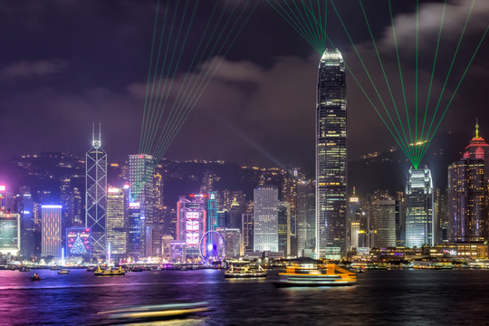 香港維多利亞港的夜景