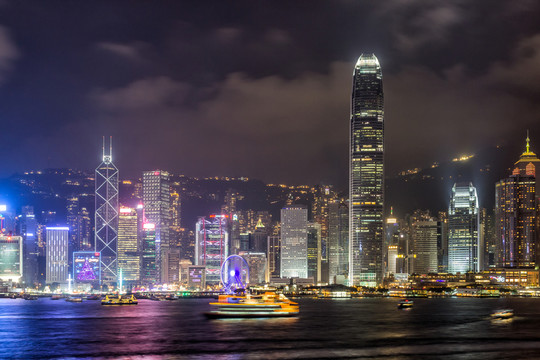 香港維多利亞港的夜景