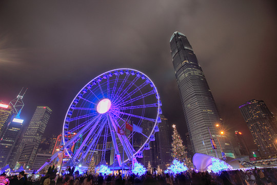 香港維多利亞港的夜景