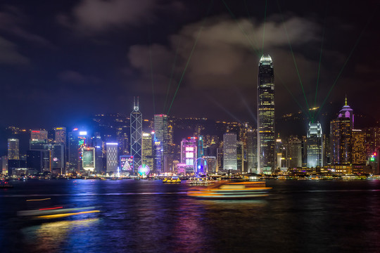 香港維多利亞港的夜景