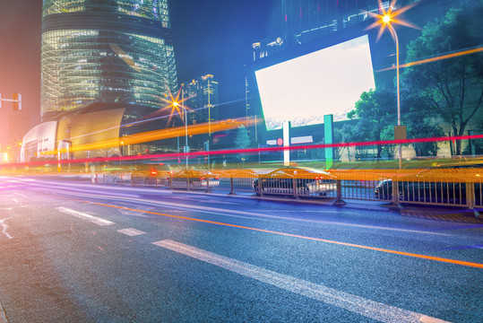 上海陸家嘴道路夜景
