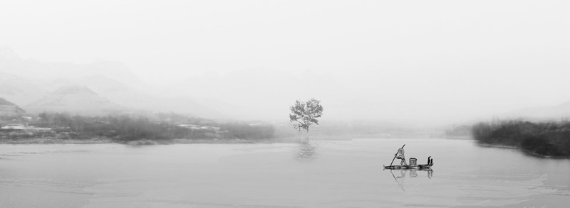 水墨山水 裝飾畫 合層