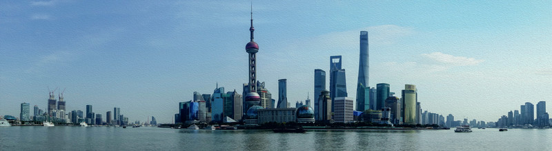 上海陸家嘴全景 仿油畫效果