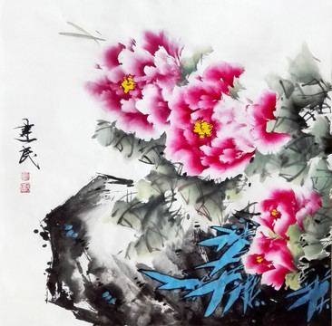 國畫牡丹