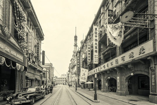 老上海街景 大畫幅