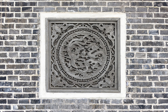 龍鳳墻雕 青磚墻
