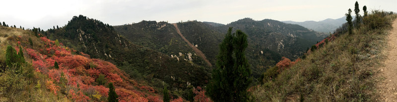 紅葉 遠山 秦嶺 全景 大圖