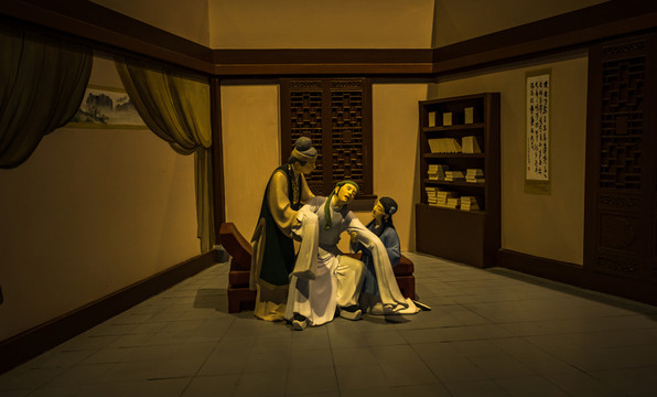 梁祝故事場景泥塑