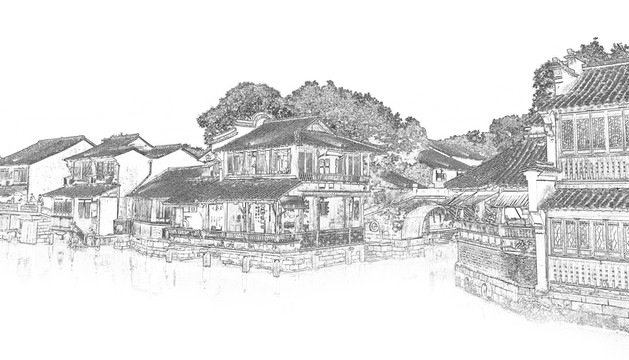 江南水鄉(xiāng)線描 合層