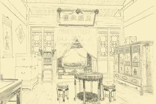 江南古鎮(zhèn)線描 合層