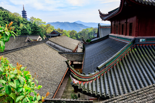 藍(lán)天白云 古塔 佛塔