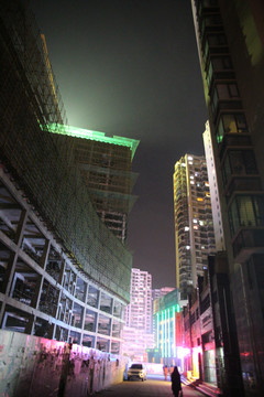 夜晚城市樓房建筑
