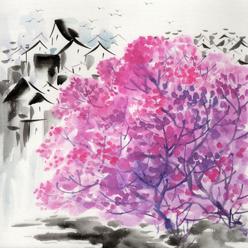 江南水鄉(xiāng)水彩畫(huà)素材