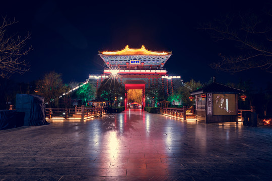 清明上河園上善門夜景高清圖