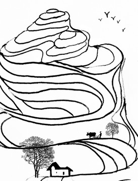 山村鄉(xiāng)村 梯田 合層