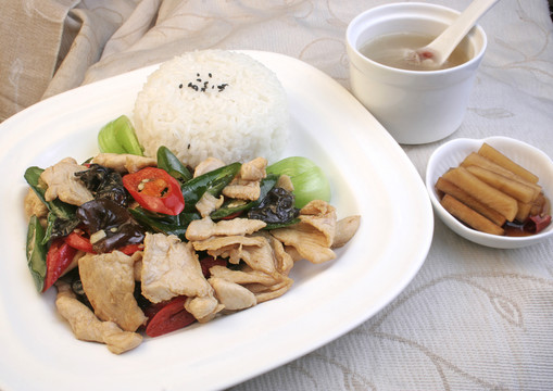 五彩什蔬雞片套餐