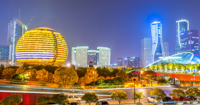 杭州錢江新城CBD夜景 大畫幅