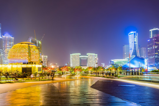 杭州錢江新城CBD夜景 大畫幅