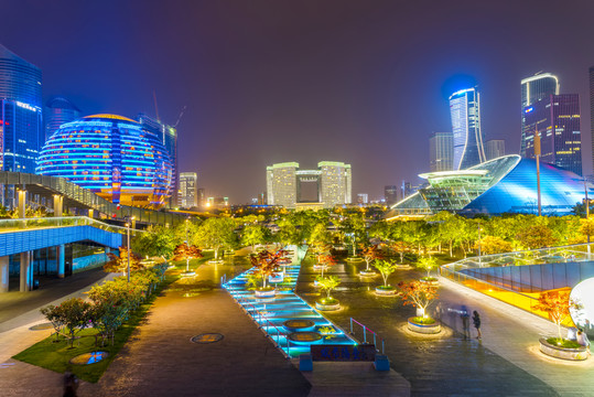 杭州錢江新城CBD夜景 大畫幅