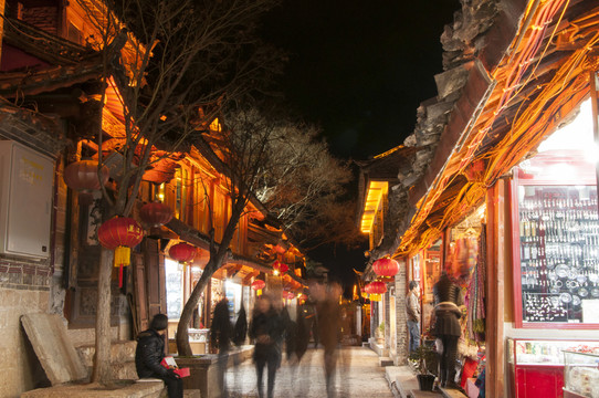 云南麗江大研古鎮(zhèn)夜景