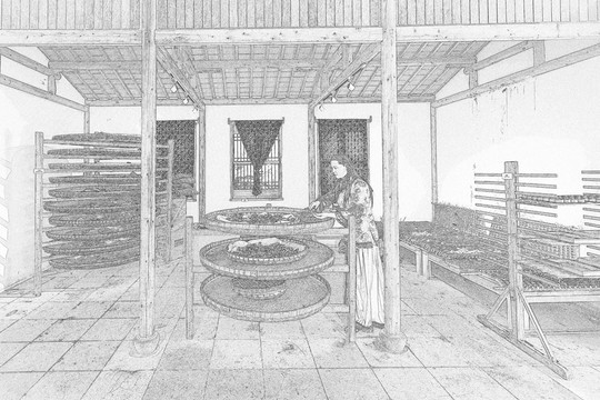 江南古鎮(zhèn)線描 合層