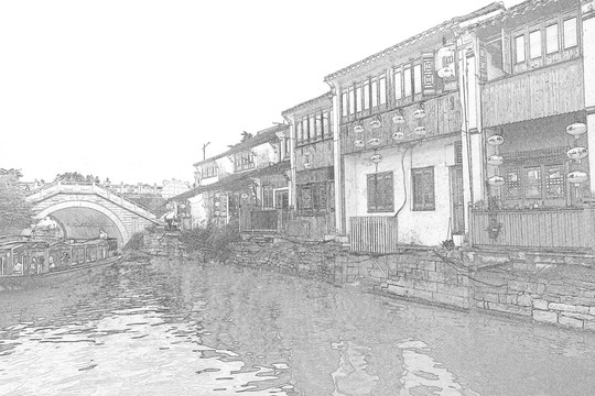 江南古鎮(zhèn)線描 合層