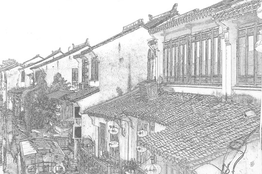 江南古鎮(zhèn)線描 合層