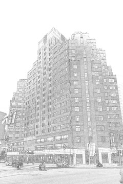 上海外灘老建筑線描合層