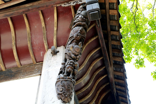 木雕 柱子 中國元素 古建筑
