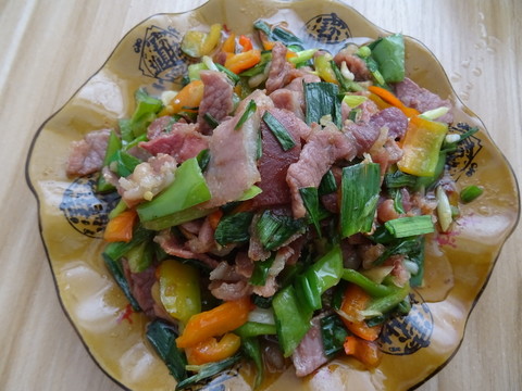 青椒 蒜苗 炒臘肉 青椒蒜苗炒