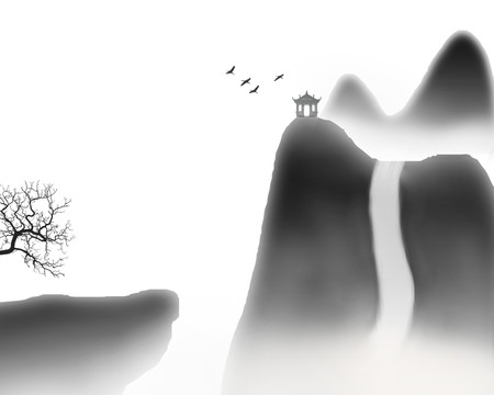 意境水墨山
