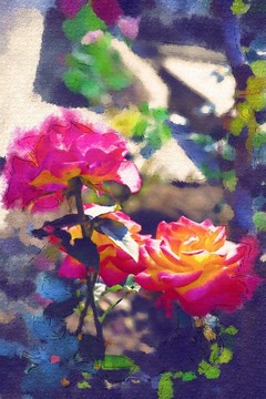 玫瑰花油畫