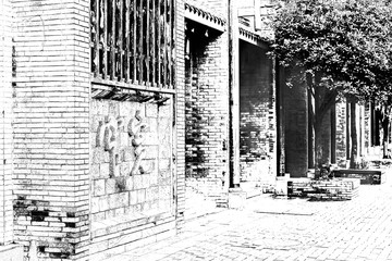 寬窄巷子 四川古鎮(zhèn)線描
