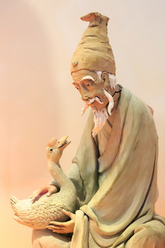 坭興陶 老人與鵝