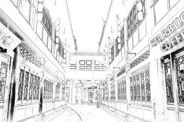 錦里古鎮(zhèn) 四川古鎮(zhèn)線描