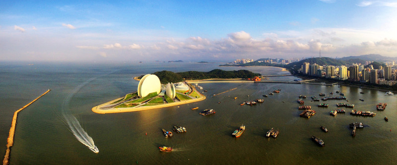 珠海風(fēng)光香洲港野貍島日月貝全景