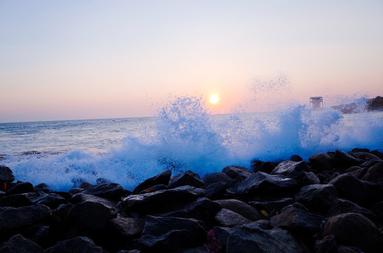 海浪 日落