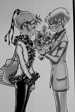 人物素描 戀愛中的男孩和女孩