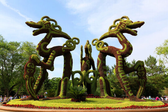 植物雕塑 坐龍 龍 植物 哈爾