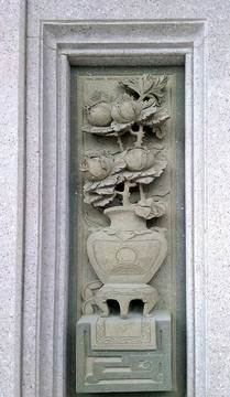 閩南石雕壁雕浮雕花開寶貴
