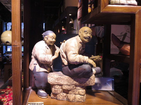 老太婆老頭 擺件