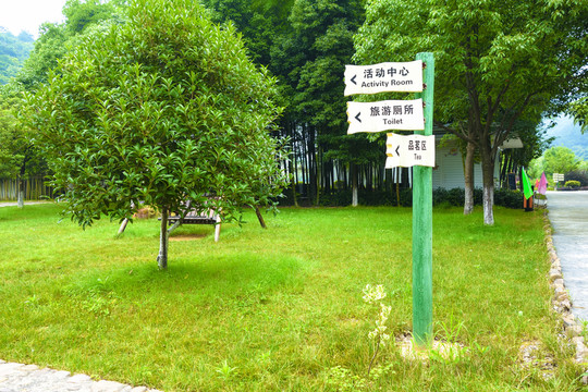 公園里的方向指示牌