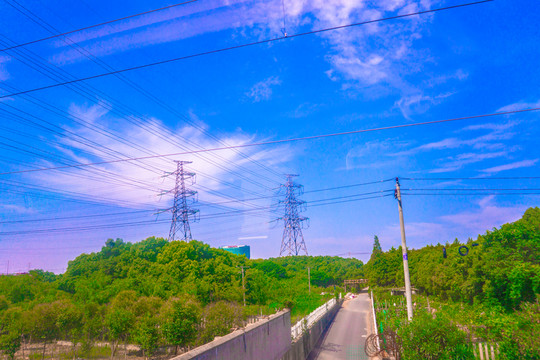 電力塔 電力鐵塔 草原輸電