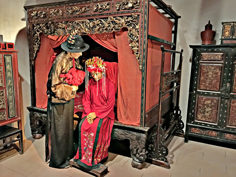 古代洞房場(chǎng)景 古代成親蠟像