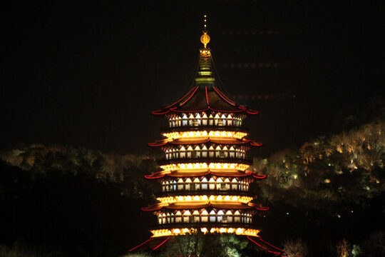 西湖 西湖夜景 燈光