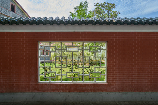 紅磚墻 園林花窗
